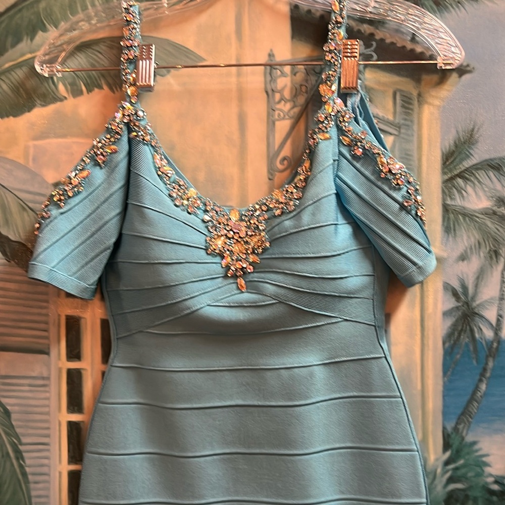 Blue beaded dress absolutely gorgeous rhinestones 00